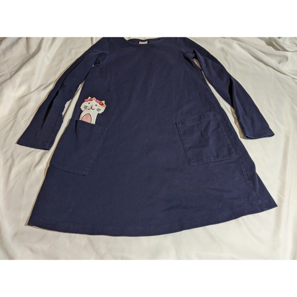 Hanna Andersson Pocket Art Dress Cat Double Pockets Size 10 Navy Size 140 - Picture 14 of 16